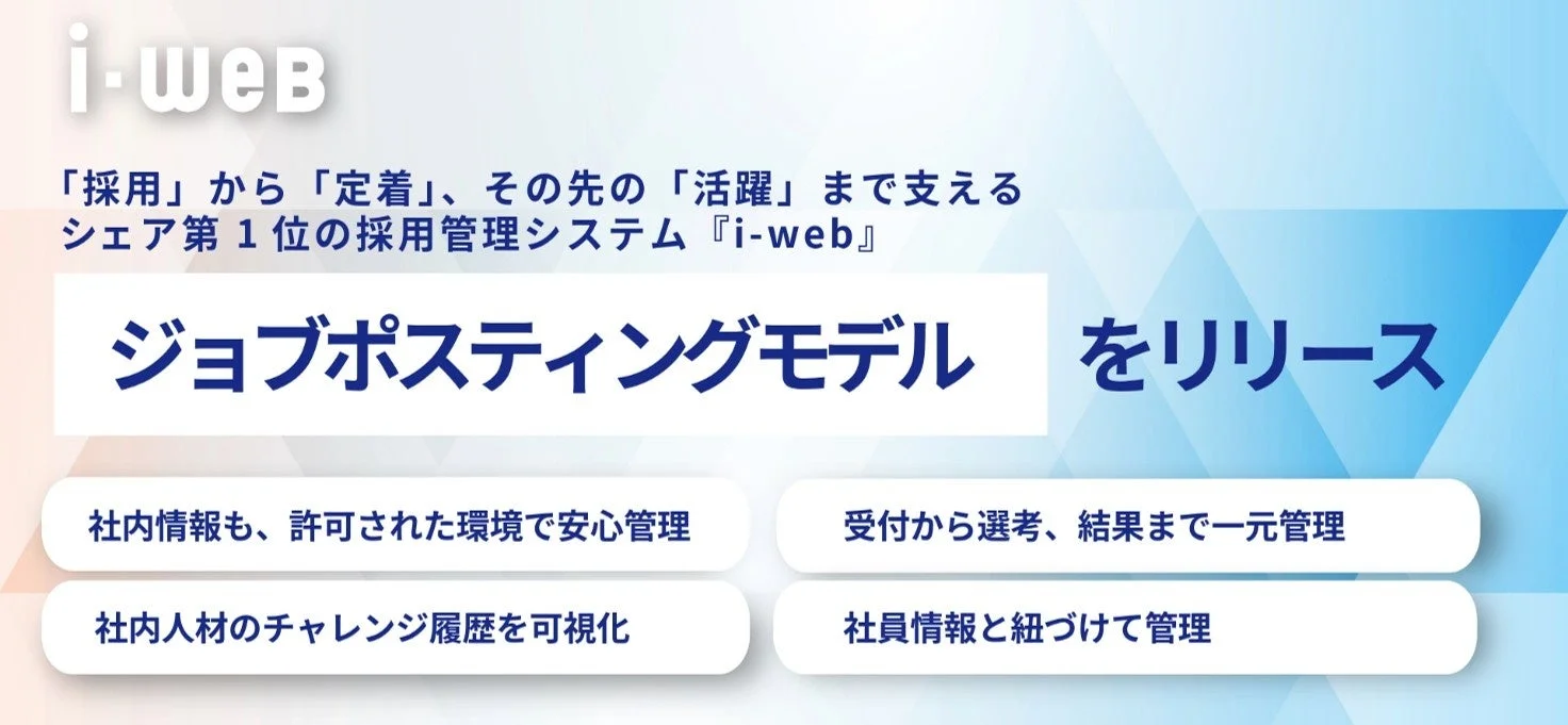 「採用」から「活躍」へ!業界シェアNo.1『i-web』が新機能「ジョブポスティングモデル」で社内公募を一元化