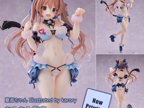大人気イラストレーターkarory先生のオリジナルキャラ「夏音ちゃん」のフィギュアがねこみみ水着メイド姿で愛らしく登場。