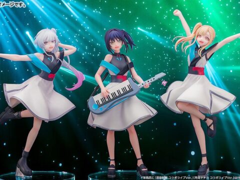 映画『超かぐや姫！』より、コラボライブに臨む「かぐや」「酒寄彩葉」「月見ヤチヨ」をフィギュア化。あみあみにて、それぞれ予約受付中。